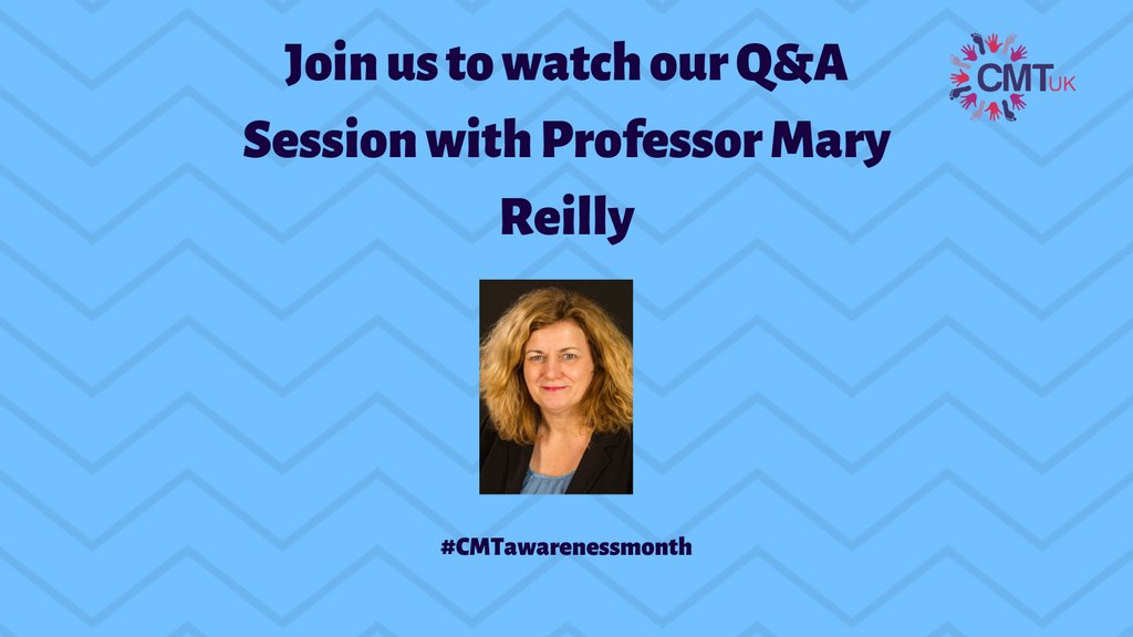 CMTUnitedKdom's tweet photo. Join us to watch our CMT Q&A session with Professor Mary Reilly.
We will be broadcasting the interview on https://t.co/w7eciPj5wd on Tuesday 26th October at 11am. Do join us live if you canโฆ
#CMTAwarenessMonth
#Togetherwerestronger #charcotmarietooth #cmt #cmtaware https://t.co/c8uLdWz0D1
