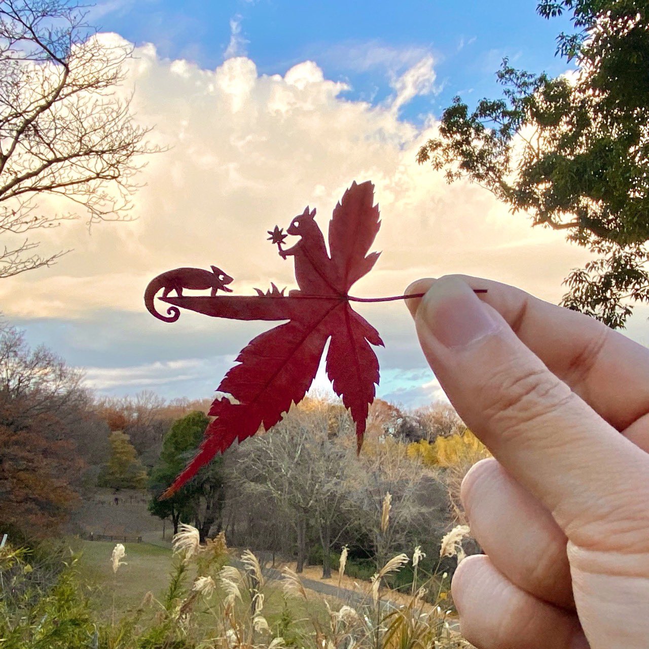 リト 葉っぱ切り絵 小さい秋 キミも探しに来たの 紅葉 T Co Ak0gdqxgbe Twitter