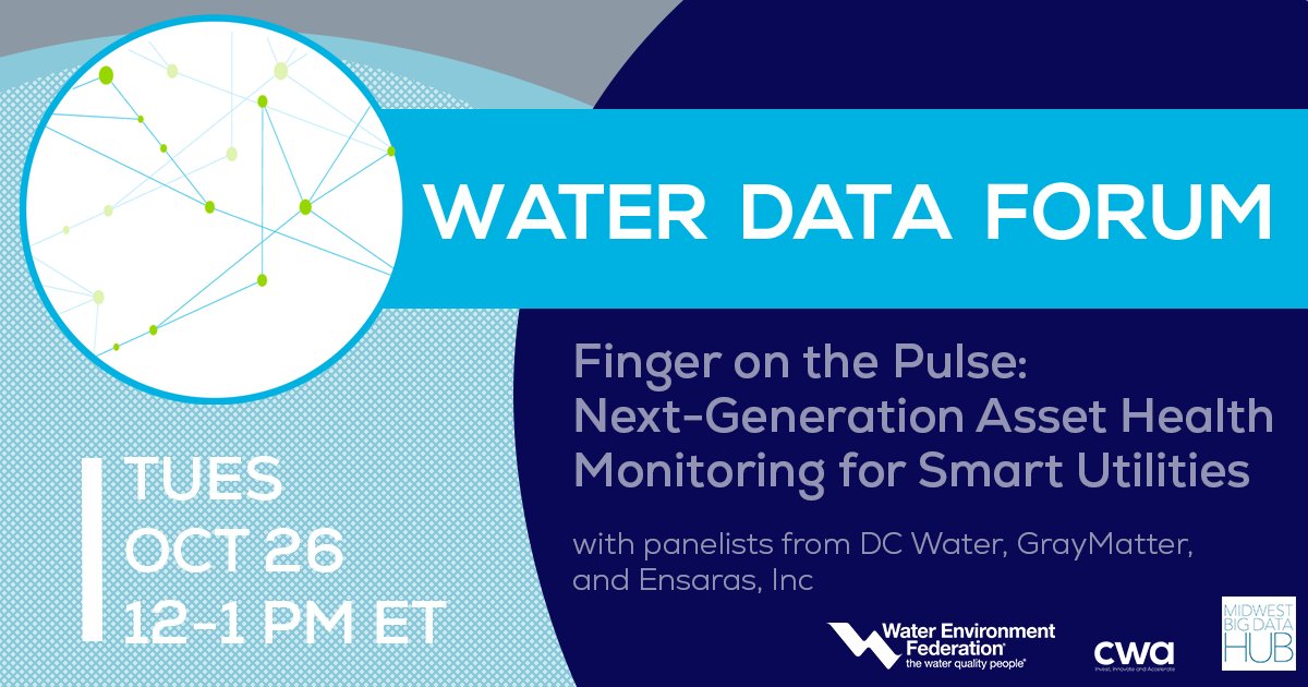 CLEH2OAlliance's tweet image. Register for our October 26 #WaterDataForum here: clevelandwateralliance.org/wdf-october. 

@WEForg will lead a conversation on Next-Generation Asset Health Monitoring for Smart Utilities.

Moderated by Mr. Elkin Hernandez @dcwater.