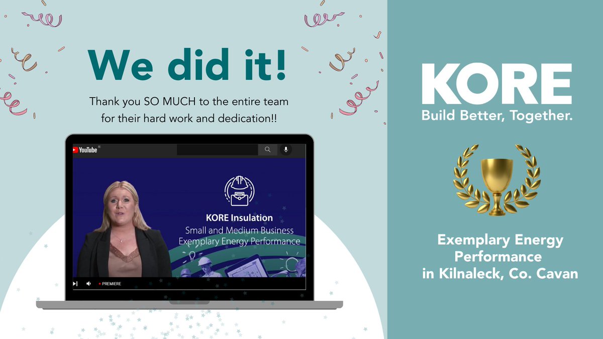koresystem's tweet photo. ๐We are extremely proud to win the @SEAI_ie award for Exemplary Energy Performance.
Huge thanks to all our hard working team, our customers, partners and supporters.
Together we can create a more sustainable Ireland, one building at time.
#TogetherWithKORE #SEAIAwards2021 https://t.co/8GCxMG78Vt