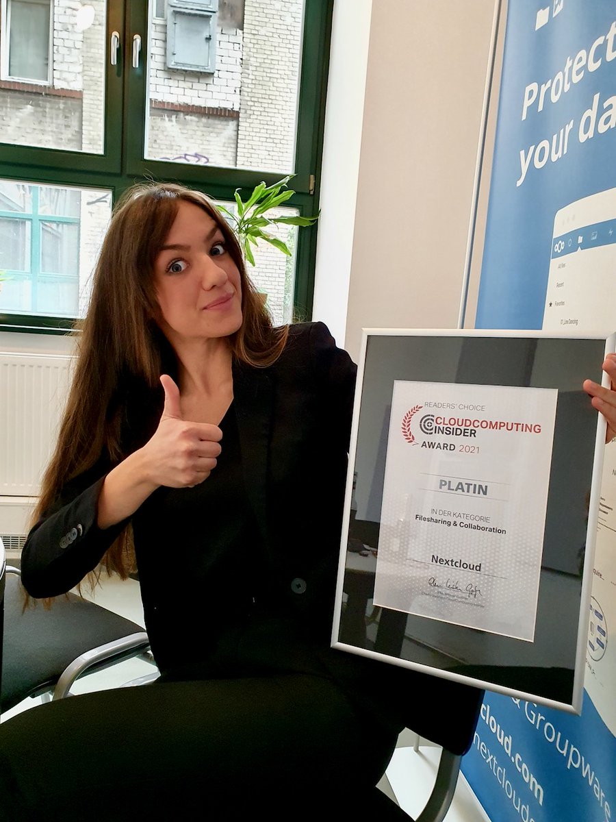 Nextcloud 📱☁️💻 (@nextclouders) on Twitter photo Thank you 💙 to everybody who voted for #Nextcloud in the CloudComputing - Insider Awards 2021!
We're proud that we got 🥇 place again!
We appreciate your support & thank you for your trust!
#itawards <a href="/cloudinsiderde/">Cloud-Insider</a> Thank you 💙 to everybody who voted for #Nextcloud in the CloudComputing - Insider Awards 2021!
We're proud that we got 🥇 place again!
We appreciate your support & thank you for your trust!
#itawards <a href="/cloudinsiderde/">Cloud-Insider</a>