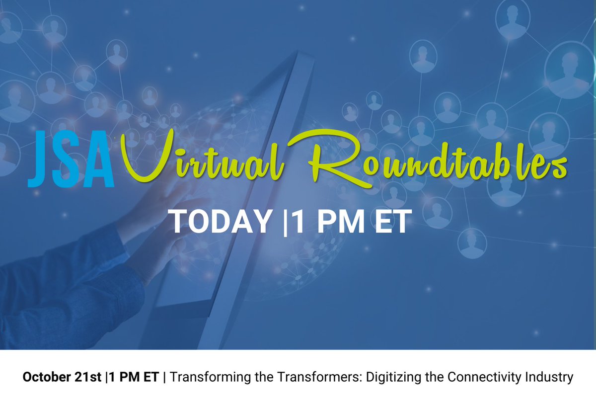 TelecomExchange's tweet image. TODAY is the day...Join our JSA Virtual Roundtable at 1PM ET and listen in as industry experts discuss 👉 Digitizing the Connectivity Industry.

Join the conversation here &amp;gt;&amp;gt; hubs.la/H0ZQtKW0