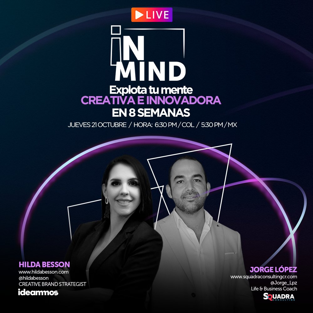 💡Hoy doy la bienvenida a este gran proyecto que he desarrollado junto al talentoso Life &amp; Business coach Jorge López ¡N MIND, un programa creado para que durante 8 semanas las organizaciones exploten su mente creativa e innovadora.  👉🏻 hildabesson.com/landing/in-min…