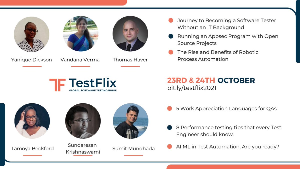 the_test_tribe's tweet photo. Here is another quick look at some of our vibrant speakers and their titles.
2 More days to #Testflix2021.
Keep an eye on this space for more information.
@ne1k133 @InfosecVandana @chennaimail @meet_tweet_
#testflix2021 #speakers #theme #atomictalk #testers #testingcommunity https://t.co/UeihWaV6Rb