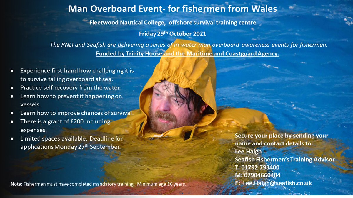 Fishermen in Wales-  FREE EVENT - PAID EXPENSES- last minute spaces available!!! Share!! #welshfishingsafety #welshseafood @Welsh_Fishermen @ClwstwrBwydMor @MCA_media #keyworkersofthesea @YourFishingNews @northwaleslive @NFFO_UK