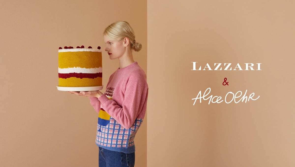 lazzaristore's tweet photo. Per la collezione Autunno/Inverno 2020-2021 abbiamo collaborato con l'artista e designer australiana Alice Oehr. Nel nostro maglificio, le torte illustrate da Alice si trasformano in maglioni in lana Shetland. Scopri la capsule collection #LazzariMeetsAliceOehr! https://t.co/D0Z6cBCAPd