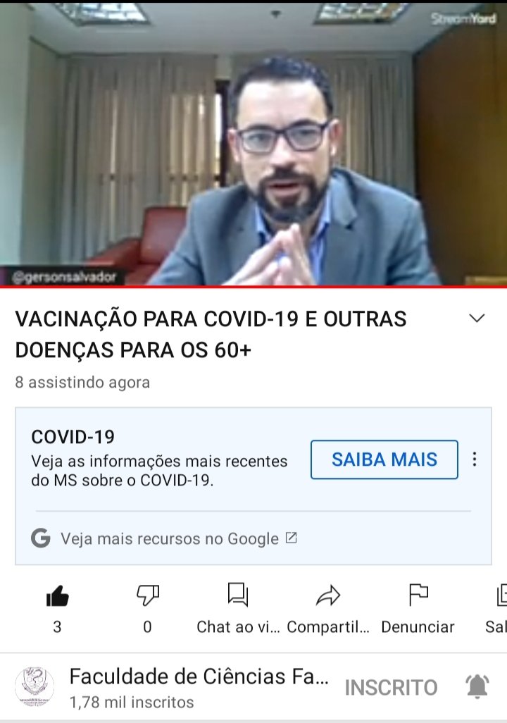 Fonfont's tweet photo. Mais uma brilhante aula com o médico infectologista  prof Dr @gersonsalvador em oportuna live promovida pela Faculdade de Ciências Farmacêuticas da USP,através do grupo 60+.Parabéns e muito obrigada! #vacinasim #vacinadavida #vivaoSUS #VacinaParaTodos https://t.co/nHPs5WsMDm