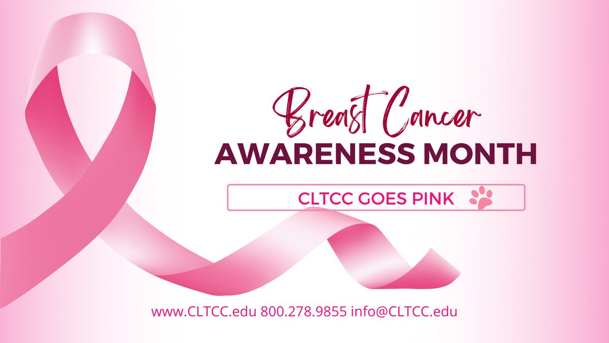 goCLTCC's tweet photo. October is Breast Cancer Awareness Month. This is your annual reminder to get screened. 
The best protection is early detection. 
We support those who are fighting, stand with the survivors, and honor those who've been taken.
#goCLTCC😸 #PawsForTheCause https://t.co/fWab0Zc7u3