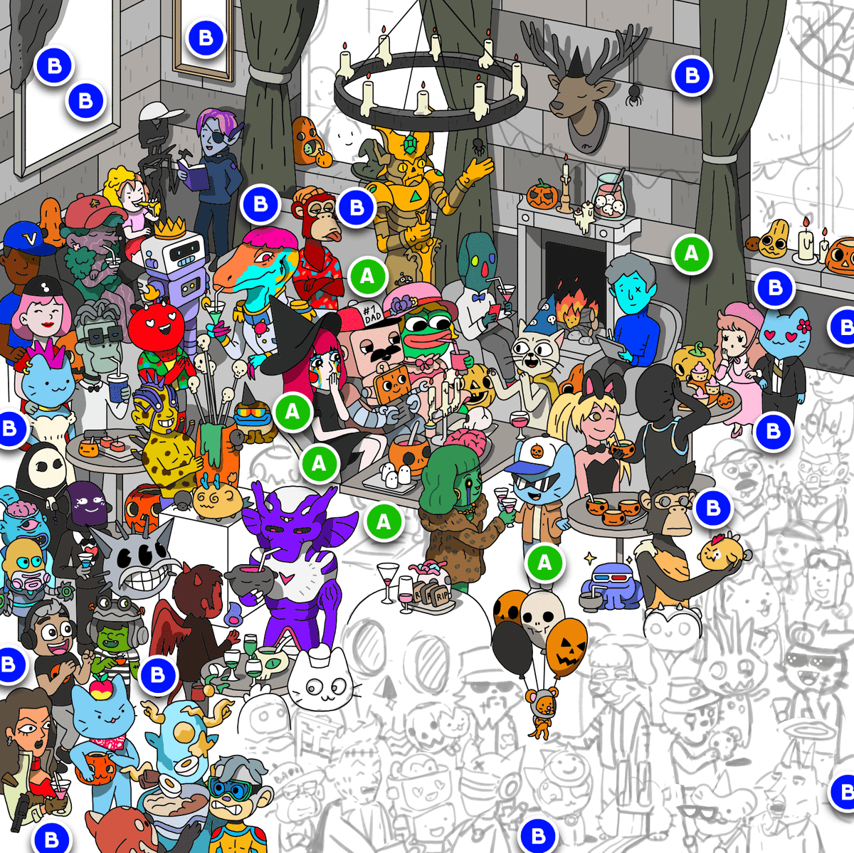 🎃💀🦇 half of the guests are already here, but you can also get to the #nftparty by buying tickets:

🟢 A (Super VIP) / 🔵 B (VIP) — bit.ly/NFTparty