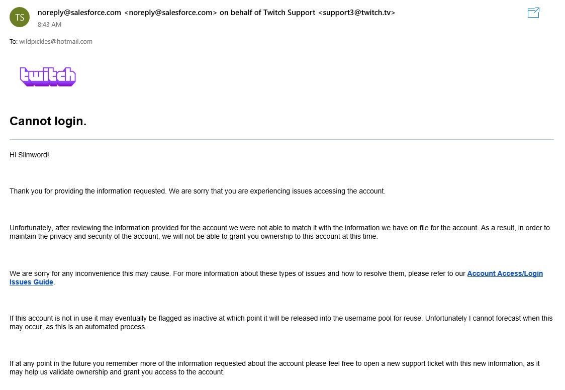 TCGView's tweet photo. Really @TwitchSupport @Twitch You're gonna do me like that? You immediately closed my ticket and didn't even look at it! What more do you want from me? I have given you all the data you asked for!
#Twitch #TwitchDoBetter #TwitchHack https://t.co/xKHKTugRcv