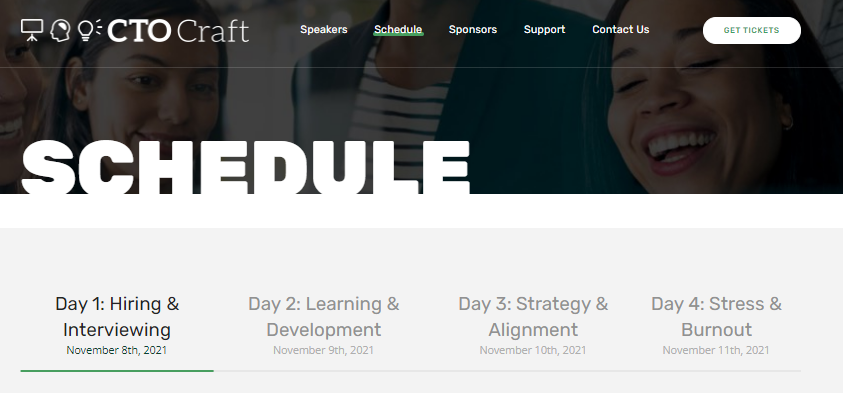 📢 The #CTOCraftCon agenda is now live! 📢
Gain a toolkit for engineering success with our brilliant programme feat CTOs from some of the world's biggest tech companies.
 
Discover the sessions &amp; sign up today!
bit.ly/3ngX96l
 
#Hiring #Learning #Development  #Burnout