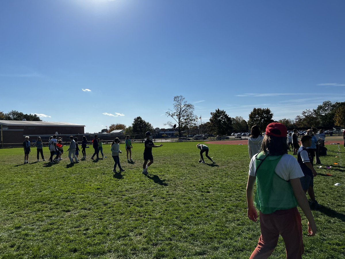 Football: Lesson 2- “Capture The Football” Throw to an open receiver (15yd pass) from the pocket/ safe zone, scramble and run the ball to your side, practice catching, defend your zone and reinforce the one-hand touch rule. A fun, genuine skill builder. 🏈🍂😀