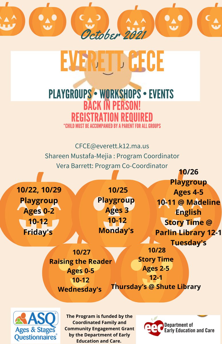 CfceEverett's tweet image. In Person Playgroup at the Madeline English! Storytime at the Parlin and Shute Library! Come down and join us!

Register Here!  forms.gle/g5qZdXounBPp85…