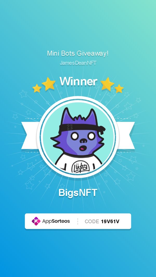 Congrats to <a href="/BigsNFT/">Bigs.eth</a>! 🏆

You won the <a href="/minibotsNFT/">🤖MiniBots🤖</a> giveaway! 🎉

Follow @EvilJamesDean for more giveaways. 🎃