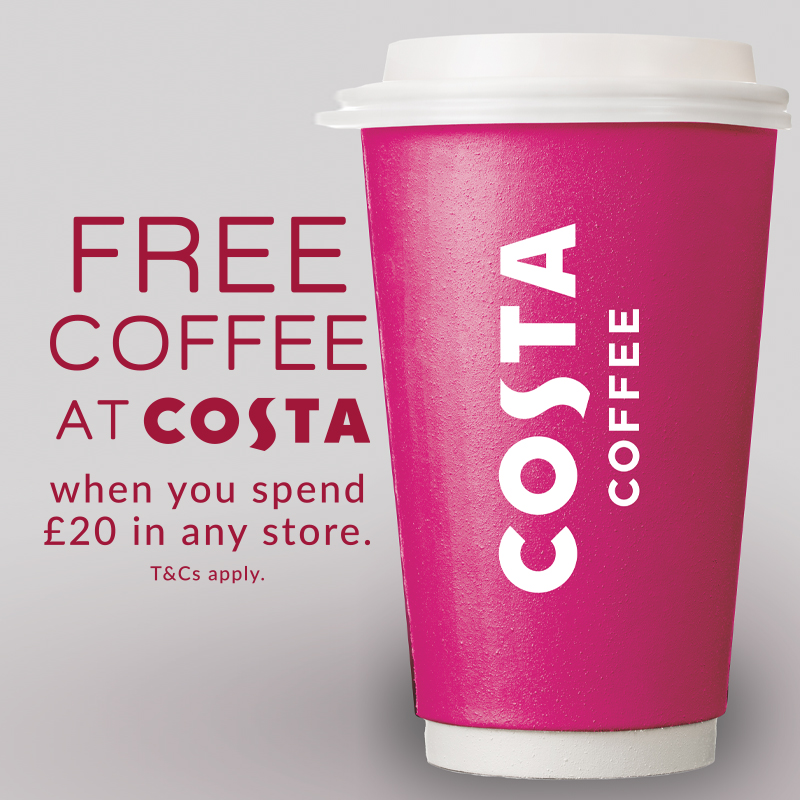 StGeorgesPR1's tweet photo. Spend £20 in the centre today and receive a free medium hot drink from COSTA ☕️
Bring your receipt to the Centre Management Office on the upper mall and you will be given a redemption ticket for COSTA.❤️
It's that easy to save while you shop!
Spend&amp;Save @ St George's
T&amp;C's apply https://t.co/N1iVAGxGSO