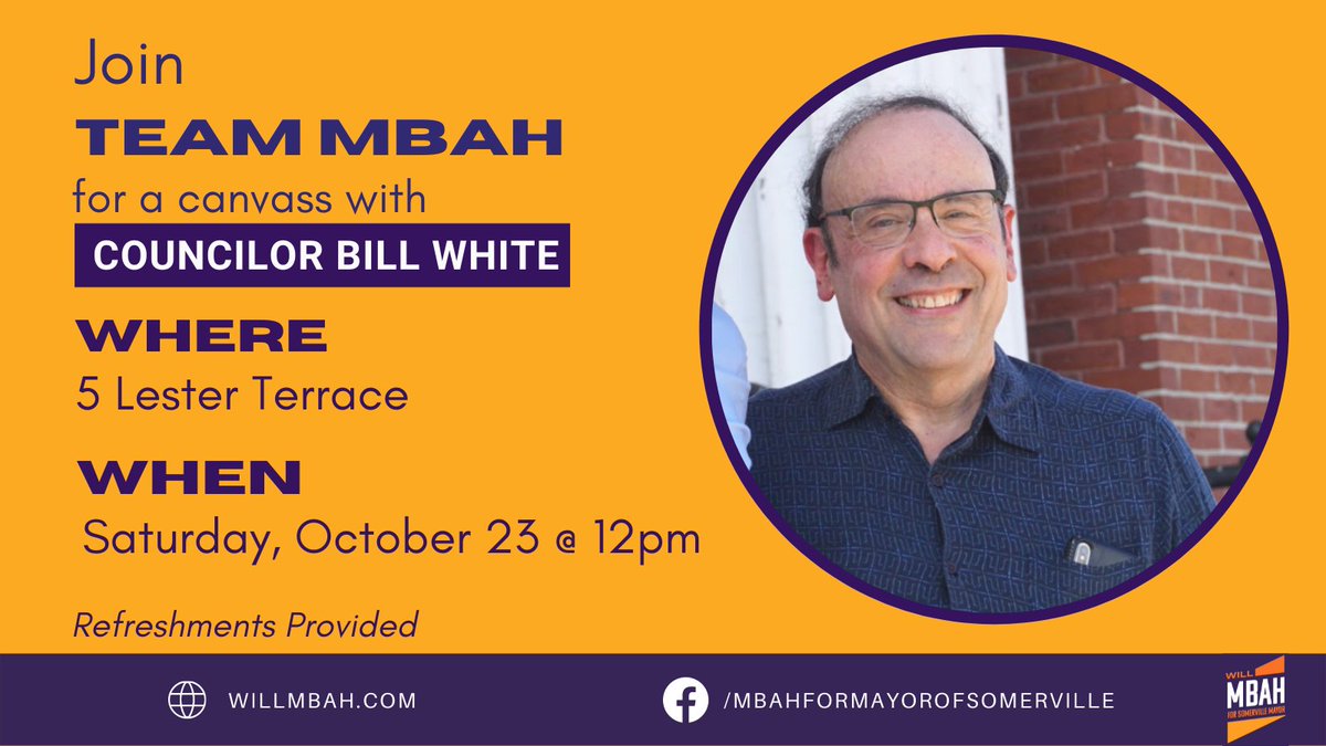 This Saturday we are having a canvass with the one and only Councilor Bill White! Sign up to join us at willmbah.com/events