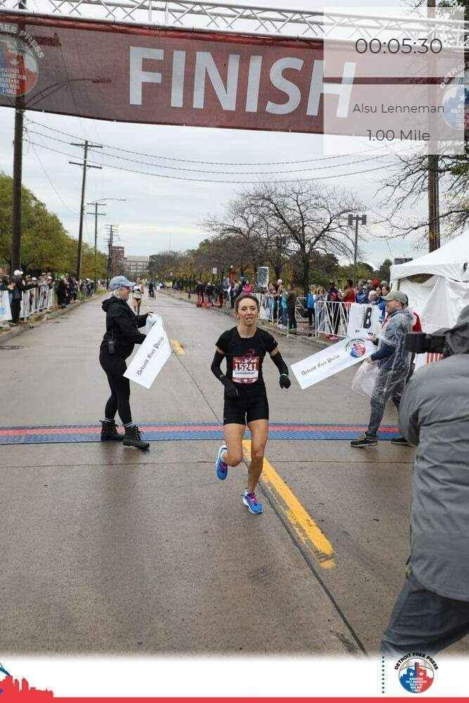Congrats to our 5K &amp; 1-Mile male and female winners, Johnny Crain with a time of 15:17 for the 5K and 5:17 for the 1-Mile and Alsu Lenneman with a time of 17:43 for the 5K and 5:30 for the 1-Mile. #freepmarathon