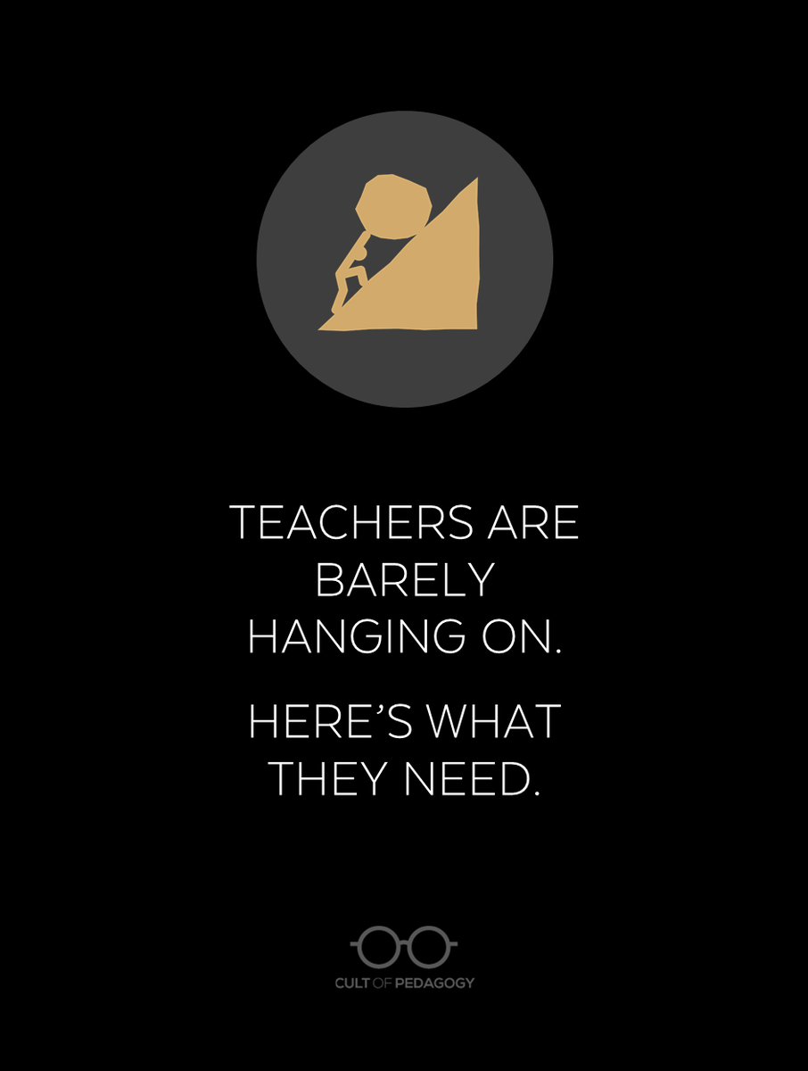 alicekeeler's tweet photo. Teachers Are Barely Hanging On. Here’s What They Need. https://t.co/rRDaLKQ173 via @cultofpedagogy https://t.co/wF0g9Addlh
