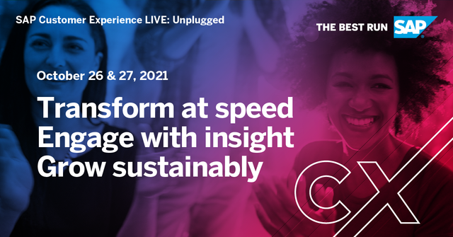 aexposito's tweet photo. Transform, engage, and grow! Join our free, online event for live discussion and insights from CX experts. SAP Customer Experience Live: Unplugged is coming - October 26 in EMEA &amp; 27 in Americas. #SAPCXLIVE https://t.co/iSRRfOaUvG https://t.co/UO7j69QkCf