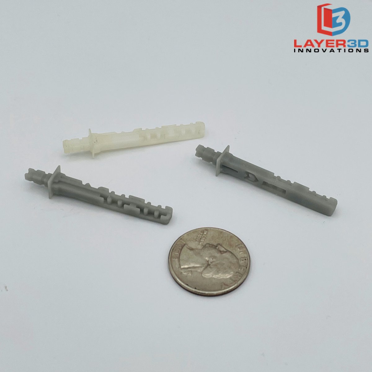 Layer3DI's tweet photo. Really starting to test my eyesight when #reverseengineering these tiny parts!  Original in white, #3dprinted clones in gray.

#engineering #additivemanufacturing https://t.co/zImD2Hkc68