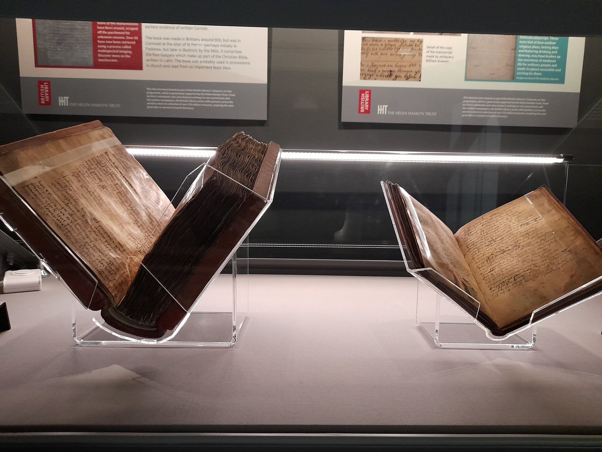 Ooh they're here! The Bodmin Gospels and Pascon Agan Arluth (a medieval Cornish language Passion poem) have arrived from <a href="/BritishLibrary/">British Library</a> and are now installed in our Treasures Gallery. Our new exhibition opens on Saturday. More info &amp; book tickets at  kresenkernow.org/events/.
