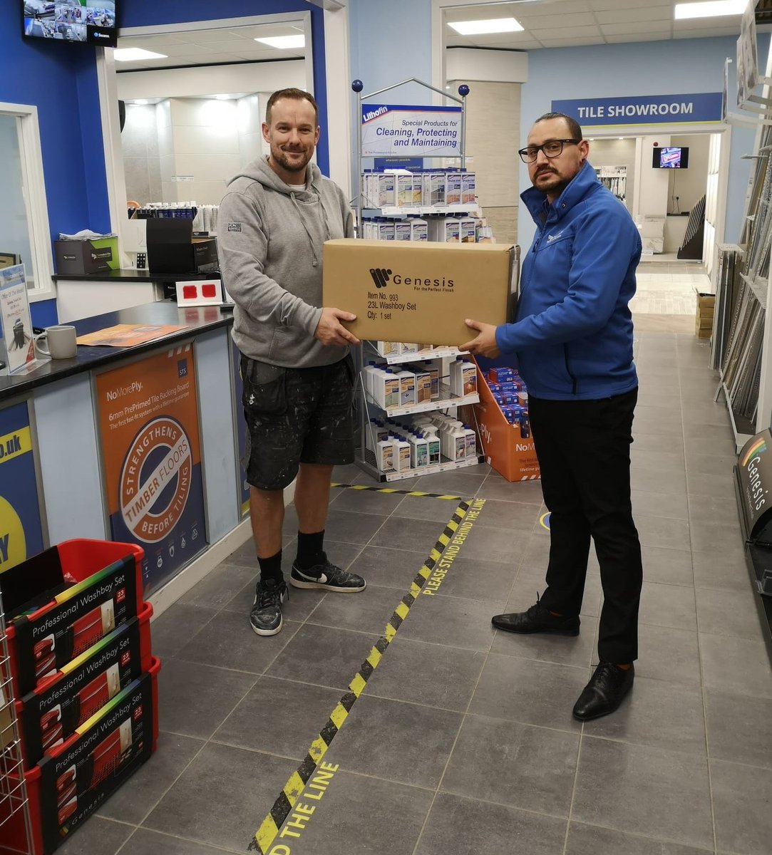Adam Burley - A.B Bathroom Installations collecting his Genesis washboy cleaning set [25% OFF this week] Hurry! grab yours while stocks last!

Buy online here - bit.ly/3lIX5Nn

Trimtraders &amp; Tiles, Unit 5, Meadowbrook Park, Halfway, Sheffield, S20 3PJ. Tel - 01142251523