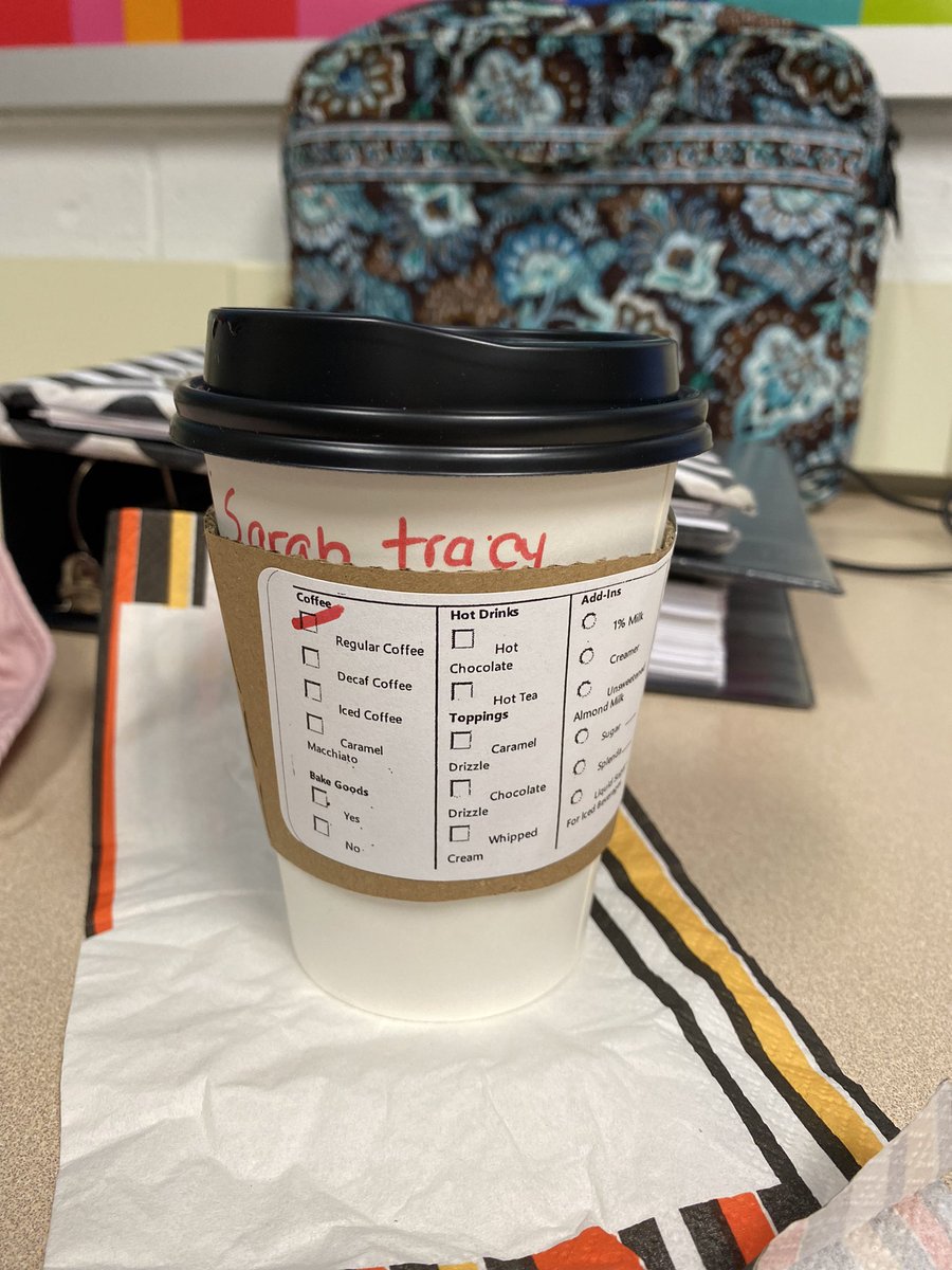 MsTracy_PSC's tweet photo. Cafe 110 treats me better than Starbucks. Personal delivery, made with love from the kids in Ms Petrie’s class. #CoffeeTime #kges #DREAM @PWCSNews https://t.co/GWko0j8Km1
