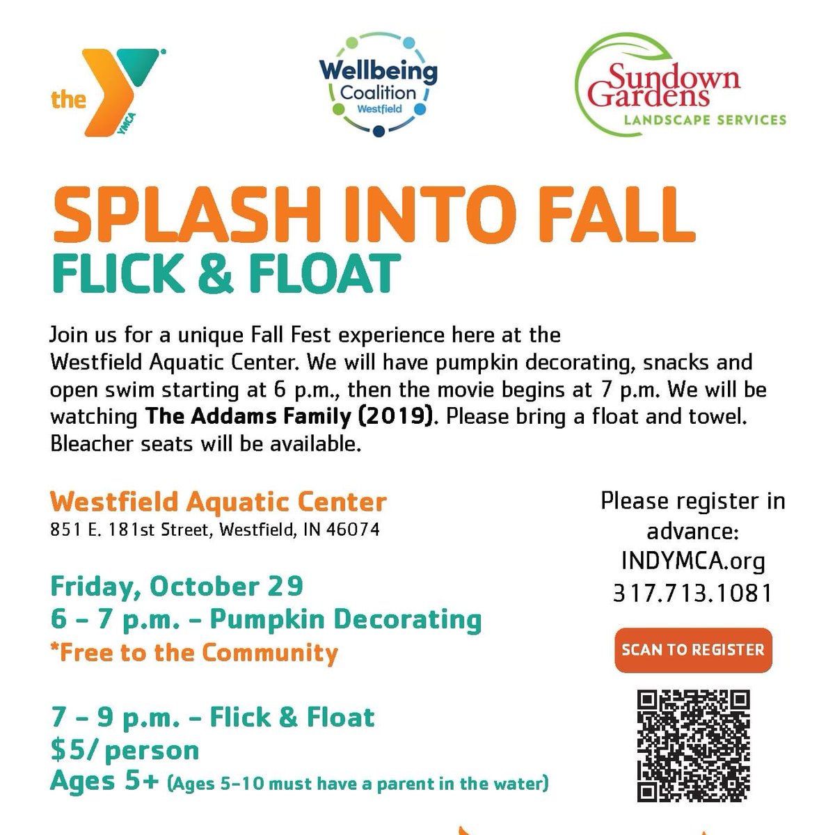 Looking for some Family Fun this fall season? 🎃

The Westfield YMCA is hosting a Flick &amp; Float 🎥 at their Aquatic Center NEXT FRIDAY October 29th! 🏊 #WestfieldEvents