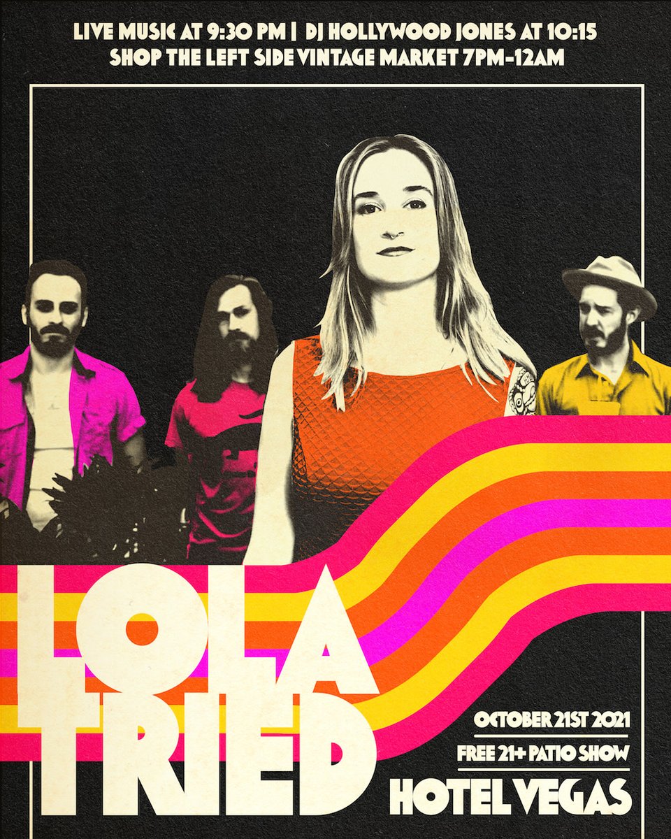 HOTEL VEGAS (@hotelvegasatx) on Twitter photo F*CK THE KOOLAID, DRINK THE SOUP! 🥤🍜
⚫️ PATIO | FREE ⚫️
#HappyHour 5-7pm
9:30pm - <a href="/lolatried/">Lola Tried</a> LIVE
10pm - DJ Hollywood Jones
~ all night ~ The Left Side Vintage Market 🛒
⚫️ INSIDE | $10 ⚫️
10:15pm - <a href="/eggdropsoupla/">Egg Drop Soup</a> (LA)
11pm - @lordfridayland
11:45pm - @bigbillband F*CK THE KOOLAID, DRINK THE SOUP! 🥤🍜
⚫️ PATIO | FREE ⚫️
#HappyHour 5-7pm
9:30pm - <a href="/lolatried/">Lola Tried</a> LIVE
10pm - DJ Hollywood Jones
~ all night ~ The Left Side Vintage Market 🛒
⚫️ INSIDE | $10 ⚫️
10:15pm - <a href="/eggdropsoupla/">Egg Drop Soup</a> (LA)
11pm - @lordfridayland
11:45pm - @bigbillband