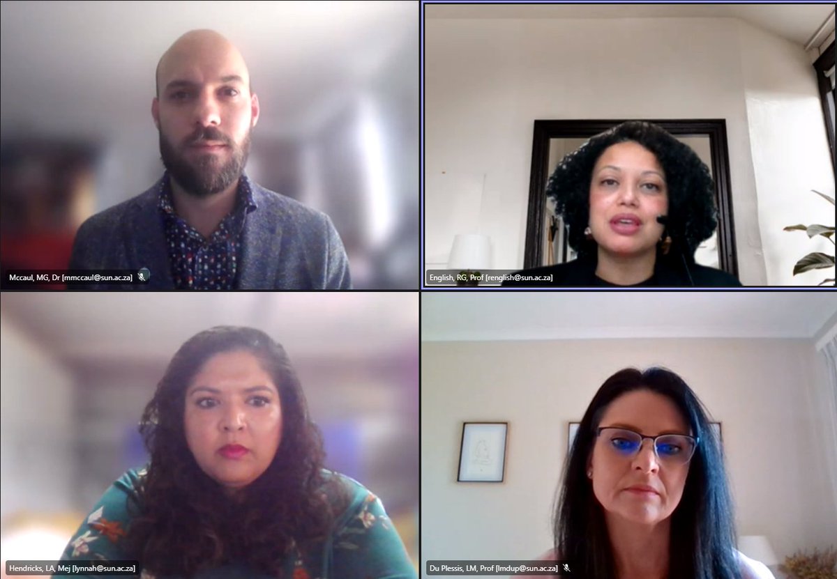 Thank you to our fabulous panelists and moderators! The webinar will be recorded, a blog will be shared and your comments are still welcome! <a href="/Research_Ambit/">Lynn Hendricks</a> <a href="/ReneEnglish20/">Rene' English</a> <a href="/FP_PublicHealth/">SU Public Health</a> <a href="/MikeMcCaul3/">Michael McCaul</a> Lisanne du Plessis