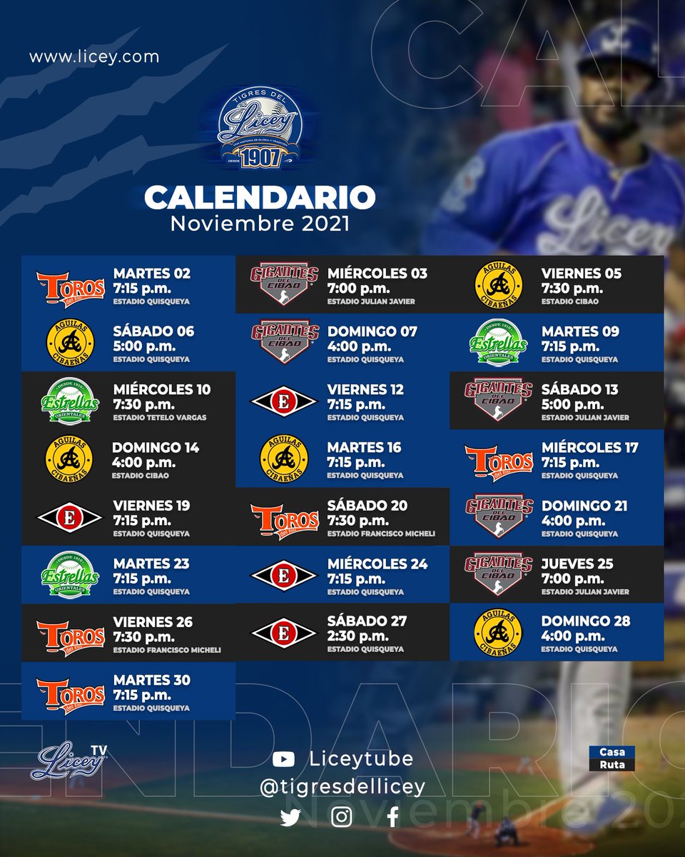 TigresdelLicey's tweet photo. Este es nuestro calendario para la temporada 2021-2022. 

#ElGlorioso https://t.co/g2pD5pMmju