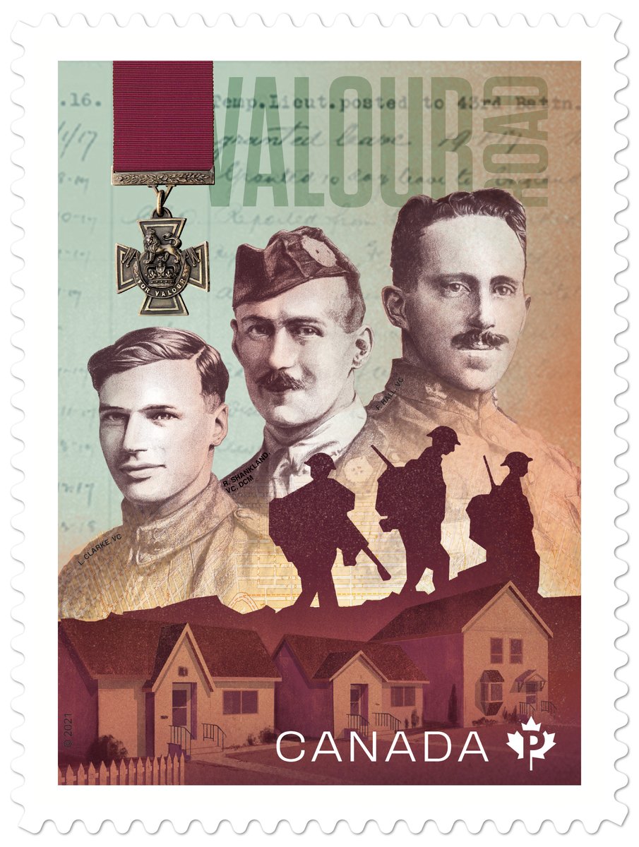 trajanpublisher's tweet photo. Canada Post's latest issue commemorates three WWI soldiers who each received the prestigious Victoria Cross for their bravery and sacrifices while living on what was then called Pine Street in Winnipeg.

Read more: https://t.co/edALfBi8pm

#philately #collectstamps #ValourRoad https://t.co/csLSVvUMFM