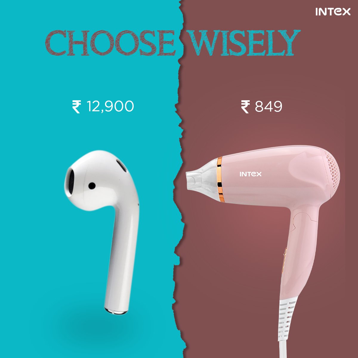 IntexBrand's tweet photo. You must choose but choose wisely
Explore Now: https://t.co/l6Z640gZBD
#intexaholic #hairdryer #haircurler #hair #straighthair #hairstyles #Intexbrand #haircare #hairdryer #haircrimper #salon #grooming #BeardTrimmer #GroomingEssentials #BeardStyle #staystylish #askforintexpca https://t.co/v0lBOQHfg4