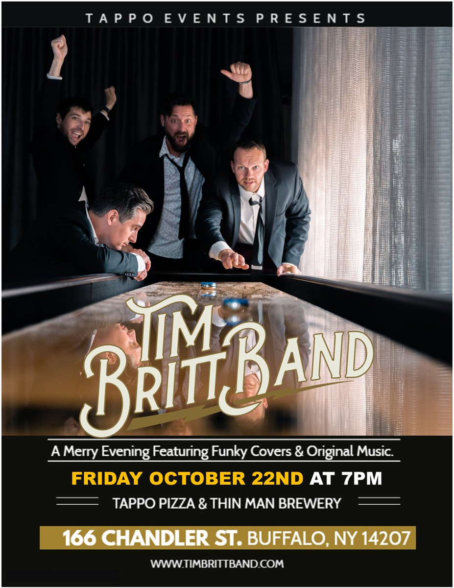timbrittband's tweet photo. Kickin' it live at @TappoBuffalo  Pizza / @ThinManBrewery on Chandler this Friday night! Music starts at 7pm 🤘#musician #livemusic #buffalony #buffalomusic #supportlocalartists #tbb #acoustic #electric #keys #piano #drums #fullband #liveband #singersongwriter #gig #buffalomusic https://t.co/3DIAW4jCzN