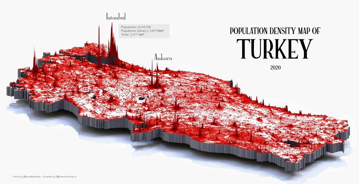 terence t on Twitter "A population density map of Turkey. In case one
