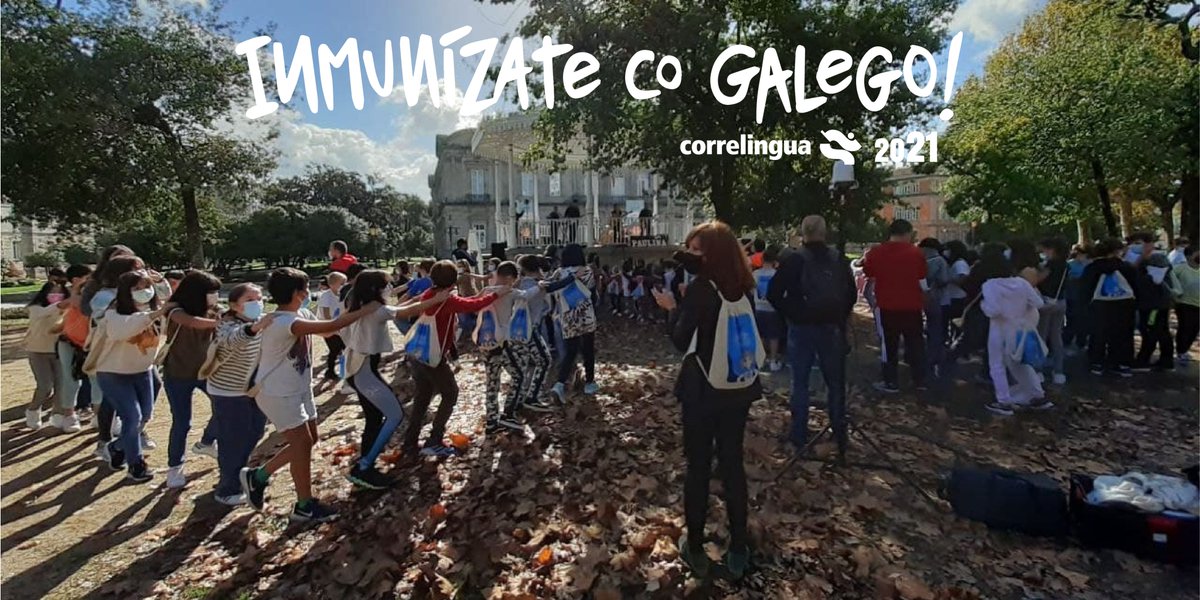 correlingua's tweet photo. Hoxe, no #Correlingua2021, estivemos en Pontevedra, co #Rexurdimento e a paixón pola lingua 🎶.  

🎵 Pauliña | 🎤 Isabel Risco
📚 @ceip_froebel 

Segue as xornadas; #InmunízateCoGalego! 💙
📲 https://t.co/x6mQhZOaaT https://t.co/gH1b9vZRXD