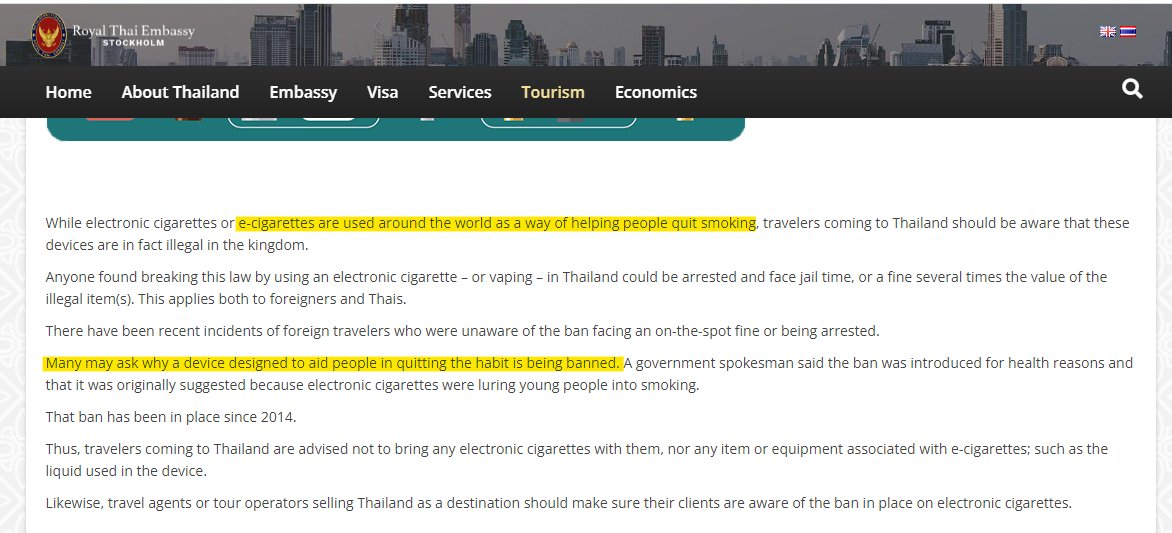 lmstroud89's tweet photo. Okay, let's just give some 👏👏👏for the Royal Thai Embassy which recognizes e-cigarettes as cessation devices. https://t.co/pgIXXmxhlt