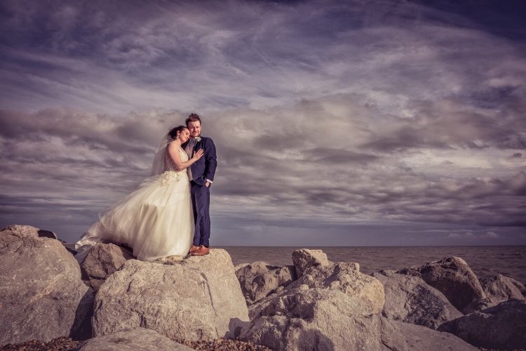 Wedding day stroll on the beach at Hythe <a href="/HytheImperial/">Hythe Imperial Hotel</a> <a href="/BillFarnham1/">Bill Farnham Photography</a> billfarnhamphotography.com