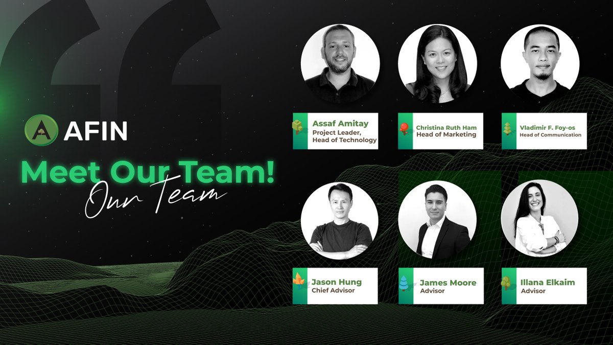 AfinCoin's tweet image. 🚀Meet The Team❗️
.
🌳#AFIN ’s team are experienced professionals💪🏻 in blockchain development, environmental engineer, and cyber security engineer from some of the world’s largest companies.🌏
.
For More Information🌿: afincoin.io
--
#afincoin #Asianfintech #GreenBTC