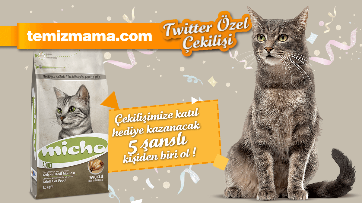 Temizmama'dan #Micho Kedi Maması Çekilişi!

5 takipçimize 15 kg Micho Kedi Maması hediye ediyoruz. 🎁

Yapman gerekenler çok basit:
✔️Hesabımızı takip et 👍
✔️Tweeti RT'le 🔁
✔️Tweetin altında 1 arkadaşını etiketle 💬

Kazanan takipçilerimiz 28 Ekim Perşembe günü açıklanacaktır😉