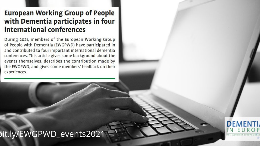 AlzheimerEurope's tweet photo. During 2021 members of the #EWGPWD have participated in 4 important online dementia conferences. Read more about their experiences and contributions, in #DementiaInEurope magazine:
https://t.co/OSe5N3uAzc
@mason4233 @rochfordbrennan @KevinQuaid3 @CarmelGeoghegan @jaynegoodrick https://t.co/JuLZn0JhqZ