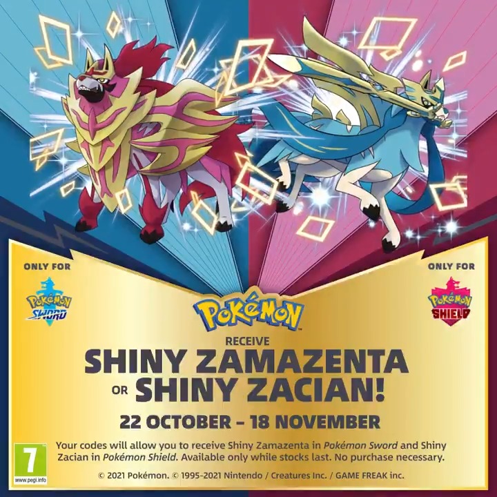 FREE shiny Zacian and Zamazenta. WORLDWIDE. 