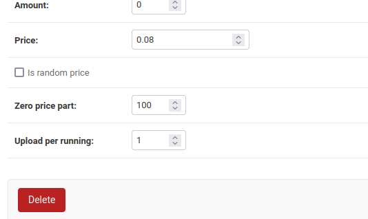 tropinini's tweet photo. I can show you screenshot of Django admin interface.
There are several main fields:

"Is random price" - get a random price from zero to "Price" value (0.08)

"Zero price part" - how many persents of items should have 0 value. It's like a #NFTdrops #NFTdrop 

#NFT #NFTGalery https://t.co/iyNgiDDKLB