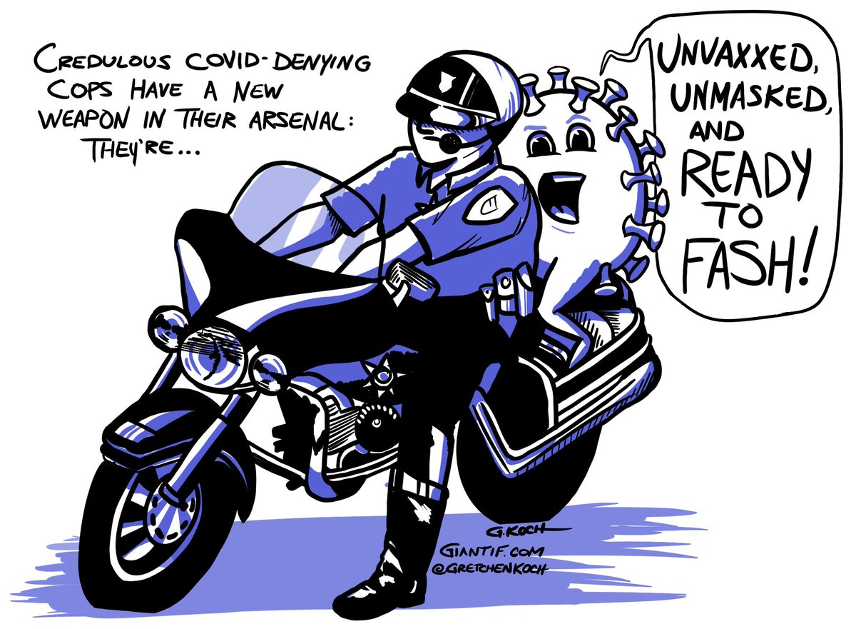 Giant_If's tweet photo. New cartoon: "Covid Cops"
https://t.co/TdK704LxWa
Tips welcome at https://t.co/EcptHoNEwT 
Or on Venmo: GretchenKoch
Thanks for your support! https://t.co/jUaOFvfL9o