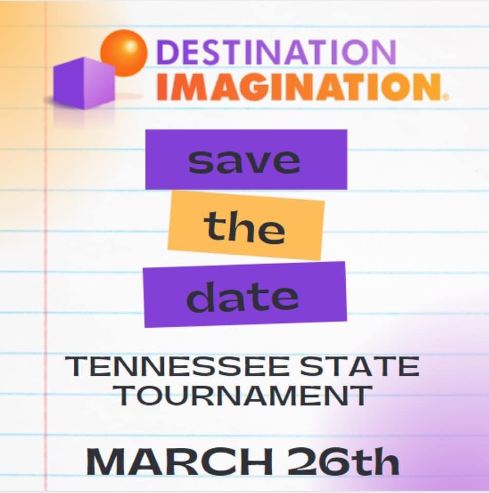 TennesseeDI's tweet image. 👉 Big news! Our Tennessee Destination Imagination State Tournament is slated for March 26th!! More big news…the cost for the tournament will only be $40 per team this year!!