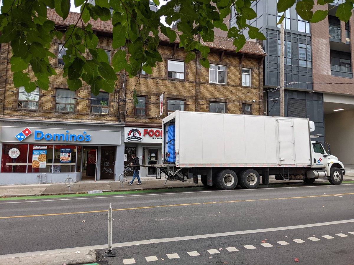 Wow <a href="/dominos/">Domino's Pizza</a> great job blocking the bike lane! Shows you really respect people.