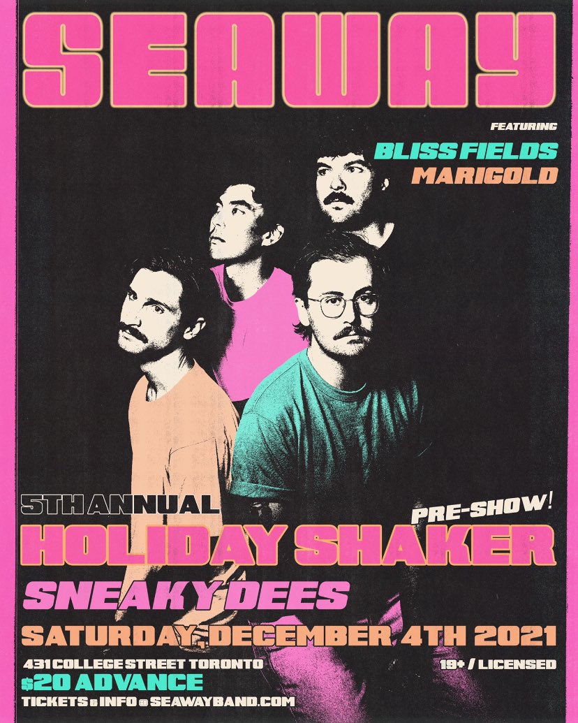 TORONTO! 
We are honored to be joining <a href="/seawayband/">Seaway</a> for their Holiday Shaker Pre-Show on 12.4 at <a href="/thesneakydees/">Sneaky Dees</a> !!

Tickets on sale FRIDAY 10AM, avail here: marigold.band