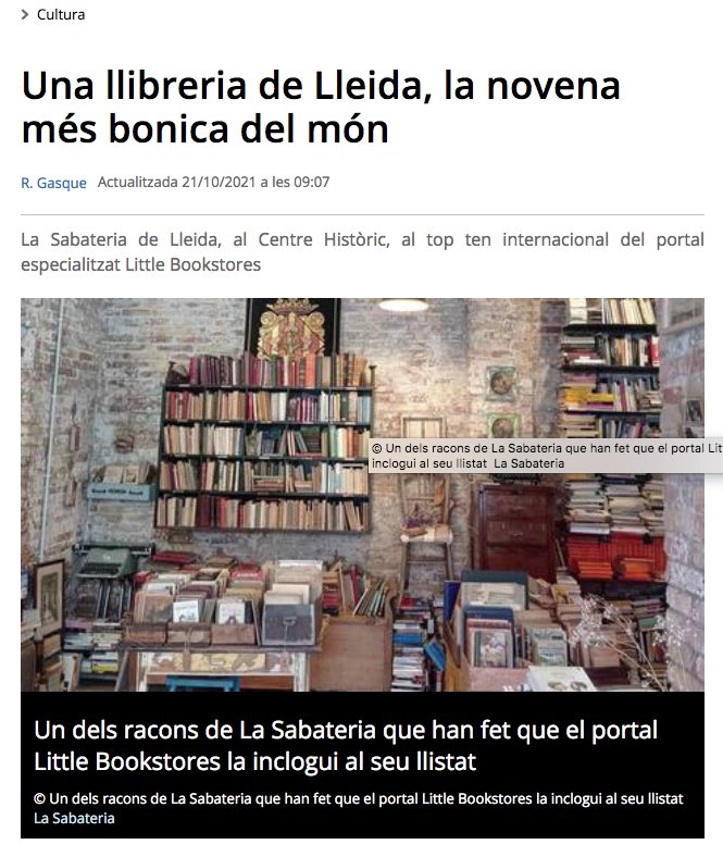 alfapla1's tweet photo. Enhorabona a l’Estefania Reñé per haver creat un espai tan màgic com @la_sabateria i per haver-me deixat formar part de l’atrezzo durant un temps ❤️😘
#lasabateria #lasabaterialleida #llibres #llibreriesambencant #slowshop #comerçdeproximitat #barri #cascantic #lleida https://t.co/CiB7UtI20h