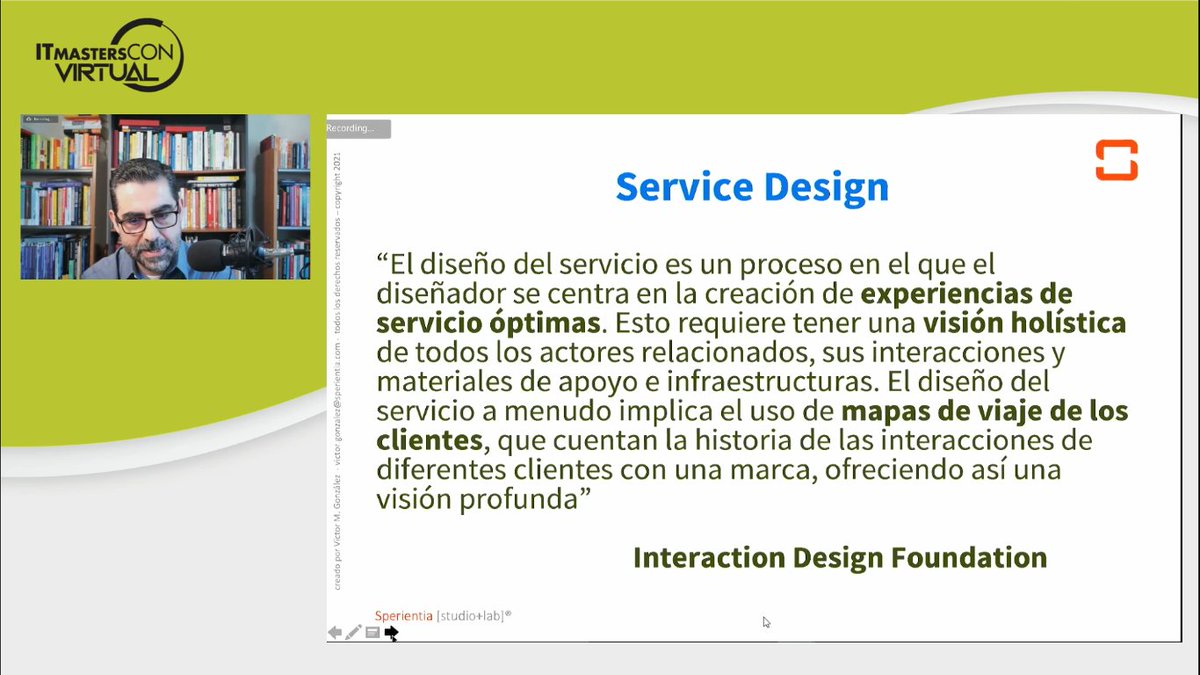 ITMastersMag's tweet photo. Víctor González, #CEO en #Sperientia, nos dio una minuciosa charla sobre los métodos y estructuras para entender, construir y conseguir la mejor experiencia de usuario.
#ITMastersCONVirtual #UX #ServiceDesing #IT https://t.co/D2K4qthVaZ