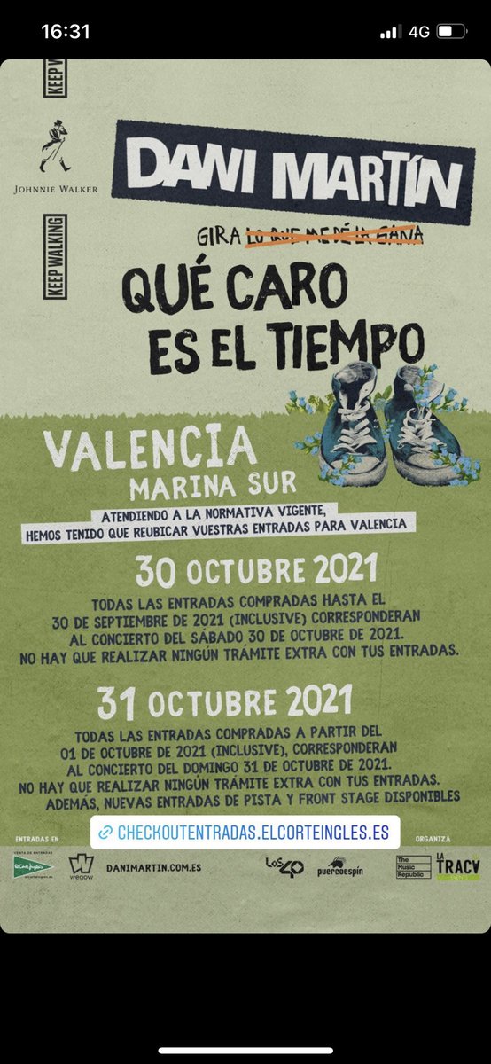 carmenmr26's tweet photo. Debido a los cambios en el concierto de #DaniMartin en #valencia, buscamos que alguien nos cambie nuestras 6 entradas para el día 31 (la compramos el día 10 de octubre) por una entrada para el día 30 (que esté comprada antes del 1 de octubre). DIFUSIÓN!!! https://t.co/n7ZjivhVyn
